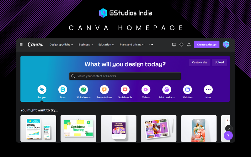 canva homepage
