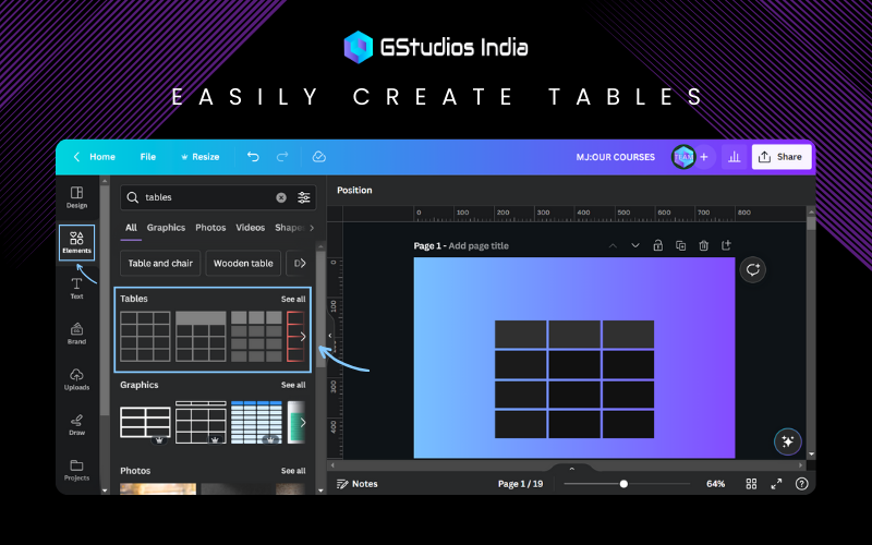 create tables